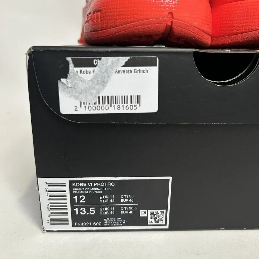 Nike Kobe VI Protro Low “Reverse Grinch/Bright Crimson” 2024 - Picture 5 of 6